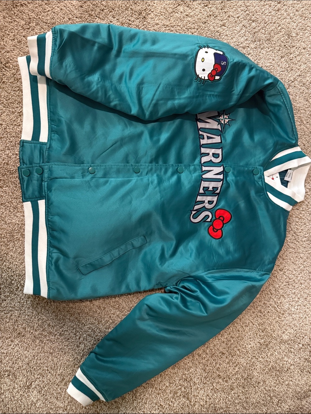 Seattle Mariners x Hello Kitty Teal Satin Jacket